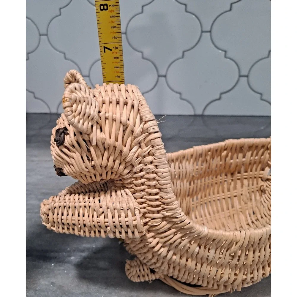 Wicker Squirrel Shaped Basket, Brown, Medium Indoor Freestanding